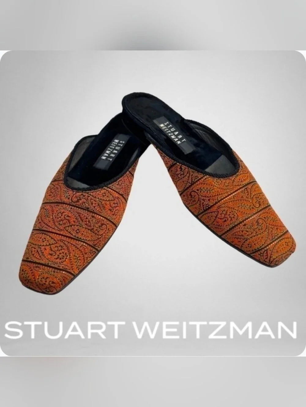 Stuart Weitzman Vintage 80's Paisley Slip-On Mules
